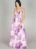 Pleated Design Embellished Floral Print Formal for Bridesmaid Formal Prom