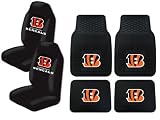 A Set of 4 NFL Universal Fit Front All-Weather Floor Mats and A Set of 2 Universal Fit Seat Covers - Cincinnati Bengals
