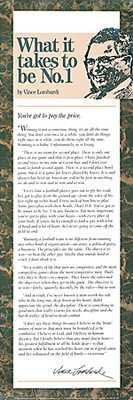 What it Takes to Be No.1 By Vince Lombardi. Highest Quality Art Print Poster.