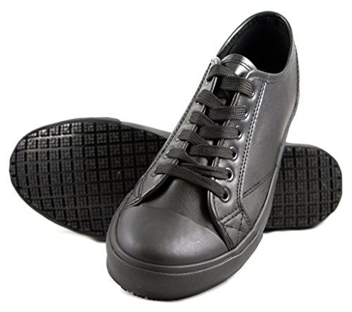 Townforst Mens Slip and Oil Resistant Lace Up Black Leather Shoes