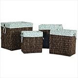 Bethany 4 Piece Tall Woven Basket Set (Blue Leaf) (See Description)