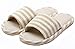HW-GOODS Womens Khaki Stripe Open Toe Hemp Slippers