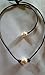 Seasidepearls Genuine Freshwater Pearl Choker.16 Brown Leather