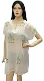 Cool White Sheer Tree Printed Kaftan Cover up Tunic Top XMas Christmas Gift