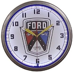 Ford Shield Neon 20" Wall Clock Warranty Made In USA New