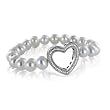 Pearl Bracelet with Diamond on Heart Shaped Sterling Silver - 0.18 carat