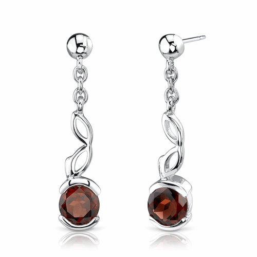 2.00 Ct.T.W. Genuine Round Garnet in Sterling Silver Earrings