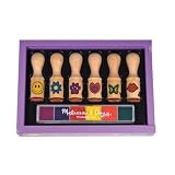 kids and infants educational toys item: Melissa & Doug Deluxe Wooden Happy Handle Stamp Set