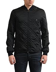 Apparel: Lanvin Mens Black Full Zip Quilted Bomber Jacket US M IT 50;