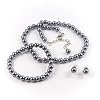 Platinum 6mm Glass Pearl Necklace, Bracelet and Earrings Set by Margot Townsend