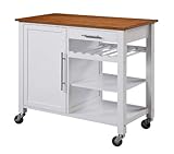 Kitchen Island Cart with Storage in White Finish