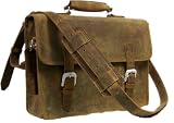 Vagabond Traveler Full Grain Leather Messenger Laptop Bag L07 for Men and Women