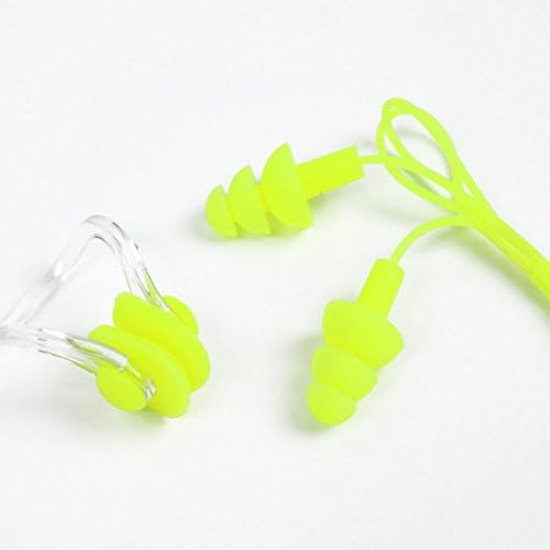 FJTANG 2015 Fashion Profession Swimming Soft Comfortable Silicone Ear Plugs and Nose Clip Children Adults Swimming Ear Plugs Nose Colorful Waterproof Supplies (Yellow)
