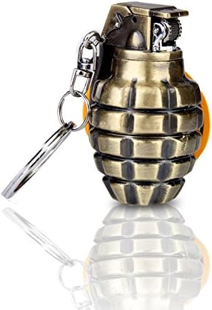 Singe Bronze Refillable Mini Gadgets Grenades Shape Butane Gas Flame Cigarette Cigar Lighter
