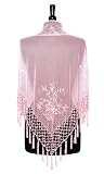 New Hand Made Beaded Embroidered Shawl Scarf Wrap Pink