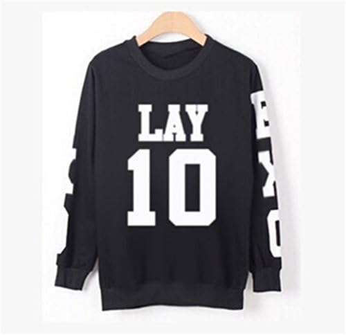 EXO Gayo Daejun Daejeon Coat Sweater Kai Kris Luhan Hoody Pullover Kris Luhan sweatershirt (Lay Black, S)