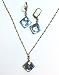 Anne Koplik Designs Brass Mini Chess Boards in Aqua Glass Necklace and Earrings Jewelry Set