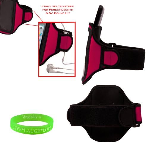 Elegant OEM VG Brand Magenta Armband with Sweat Resistant Lining and Unique Key Pocket for Nokia Lumia 920 Smart Phone + VanGoddy Wrist Band