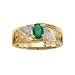 14K Yellow/White Gold 0.01 ct. Diamond and 7 x 5 MM Oval Shaped Emerald Men's Ring