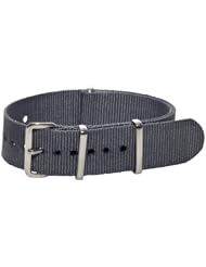 22mm Classic SS Nylon Solid Grey - Easily Interchangeable Replacement Military Watch Strap / Band - Fits All Watches!!!