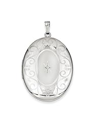 Sterling Silver & Diamond W/ Swirl Border 34mm Oval Locket