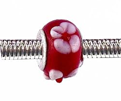 Pandora Style Charm Bead (Z65) Murano Lampwork Glass (14mm x 10mm) (fits Troll too)