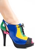 Designer Sexy Artistic Oxford Peep Toe Bootie from Hot Fash Shoes - WALNUT Multi