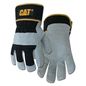 CAT Premium Grey Black Leather Palm Work Gloves - Large #CAT013201L by 