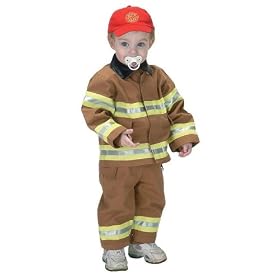 Jr. Fire Fighter Suit with embroidered Cap, size 18Month (tan)
