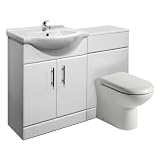 550mm White Gloss Vanity Unit and Back to Wall Toilet Pan, Tap and Waste