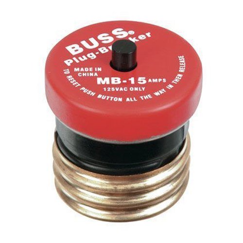 Bussmann BP/MB15 15 Amp Edison Base Plug Fuse Circuit Breaker, 125V