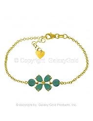 14k Yellow Gold Floral Bracelet with Emeralds