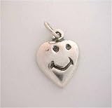Silver * SMILEY HEART FACE CHARM * Cute
