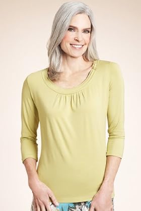 Classic Collection Scoop Neck Button Jersey Top