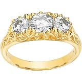Gorgeous! 14k Yellow-gold Moissanite 3-Stone Anniversary Band Women's Ring