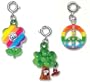 CHARM IT! Set of 3 Peace Themed Charms with Groovy Flower, Rainbow Peace and Go Green Tree Charms