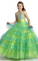 Girls Beaded Crystal Crystals Applique Lace Chiffon/Taffeta/Tulle Flower-Girl Dress/Pageant Dress 