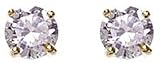 18kt Gold Over Sterling Silver Post Earrings W/ Clear Round CZ