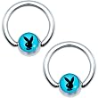 Licensed Aqua Black Playboy Captive Ring Set