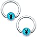 Licensed Aqua Black Playboy Captive Ring Set