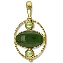 Gold Overlay Sterling Silver Jade w/ Green Pearl Accent Pendant by Sajen