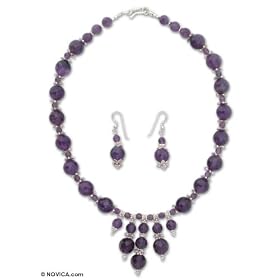 Amethyst jewelry set, 'Amazing in Purple' 0.4 W 16.9 L by NOVICA