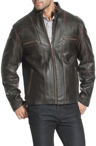 Cruzer Men's "Michael" Cowhide Leather Motorcycle Jacket - Rubbed Cafe Brown XLT