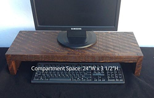 Computer Monitor Riser Rustic Solid Pine Wood (26"W x 10"D x 5 1/2"H, Coffee)