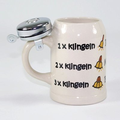 Spaßiger Bierkrug mit Klingel RING RING  Ohne Worte...