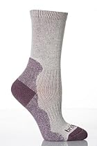 Ladies 1 Pair Bridgedale Bamboo Crew Socks - 7-8.5 Ladies - Natural / Aubergine