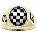Mens Gold Racing Ring with Black Onyx and Mother of Pearl Checkered Flag #3