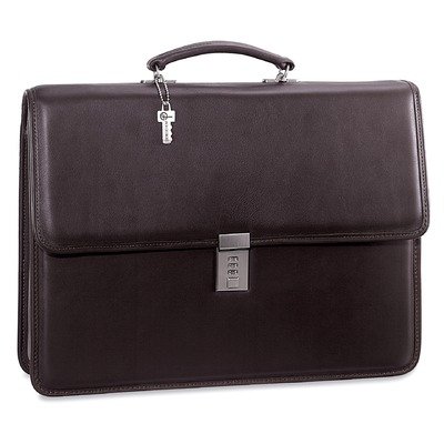 Jack Georges Platinum Single Gusset Flap Briefcase with Combination Lock 8421 Color: Black