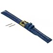 Blue Crocodile Grain Leather Watch Band Waterproof 24mm