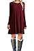 MOLERANI Women's Casual Plain Long Sleeve Simple T-shirt Loose Dress (XL, Wine Red)